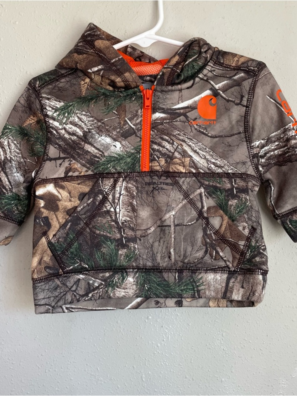 Carhartt Kids' Camo Hooded Pullover with Orange Zip